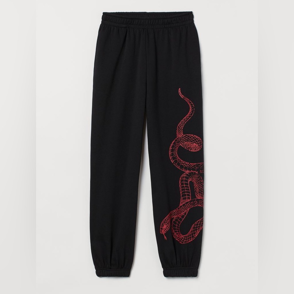 ❤️LAST CHANCE❤️ Streetwear Snake Joggers Sweatpants Black Red - Picture 3 of 5